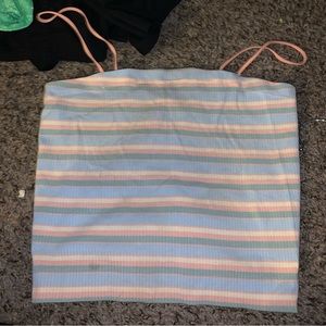 Striped noodle strap crop top